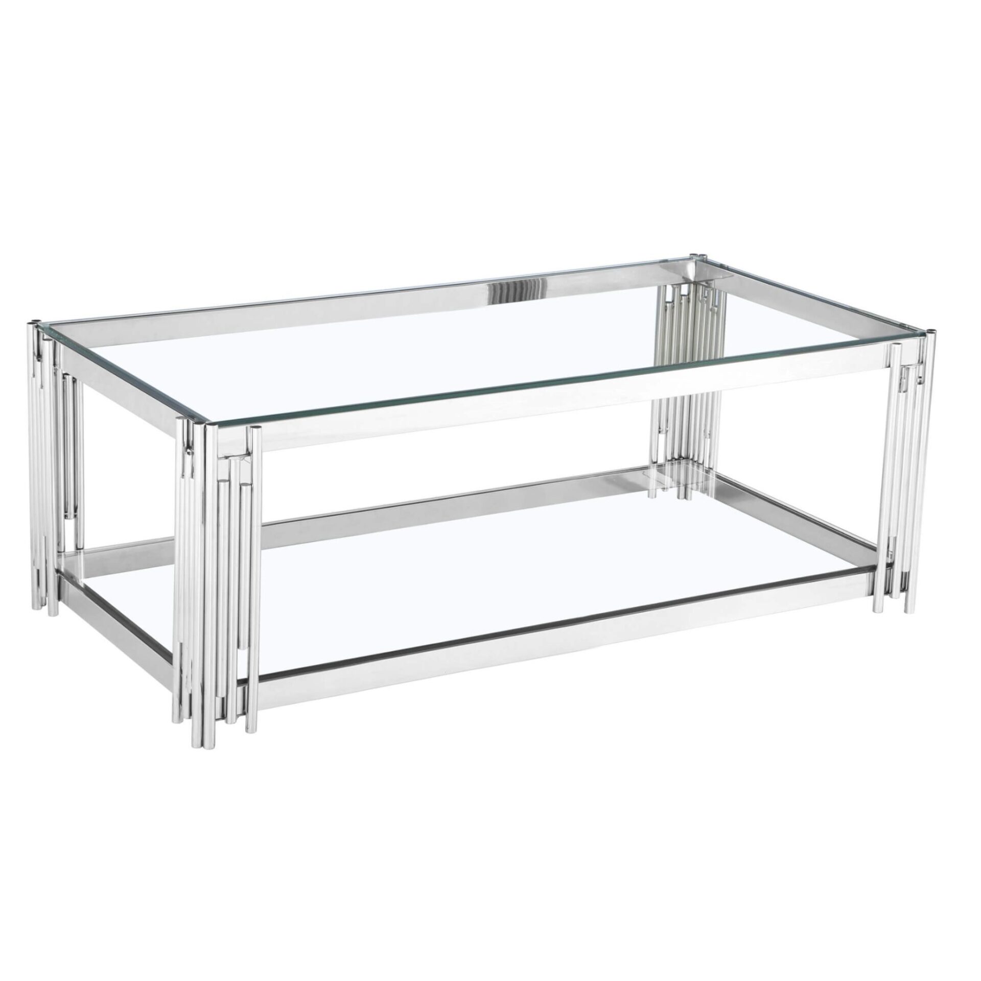 Cleveland Clear Glass Coffee Table Silver nhdtgot