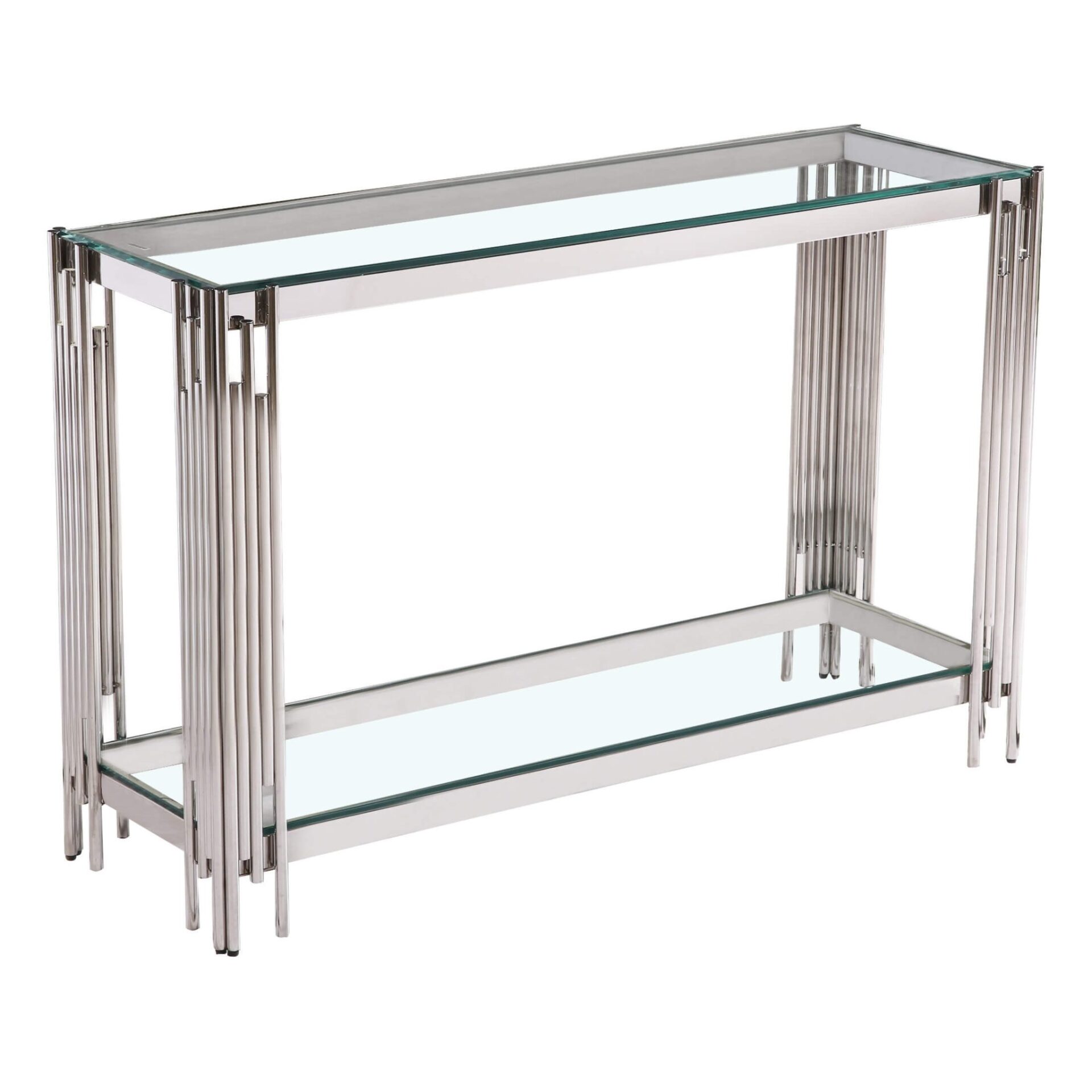 Cleveland Clear Glass Console Table Silver kutbxln
