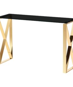 ningbo gold console table black glass