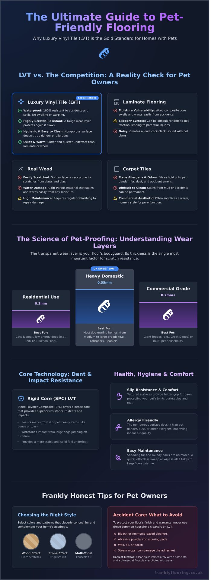 Pet Friendly LVT Flooring: The Frank Guide to Durable, Stress-Free Floors - Infographic
