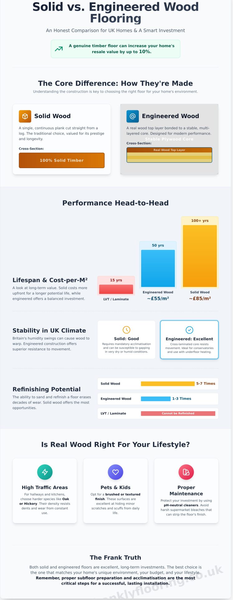 Real Wood Flooring: A Frank Guide to Choosing Solid and Engineered Timber - Infographic